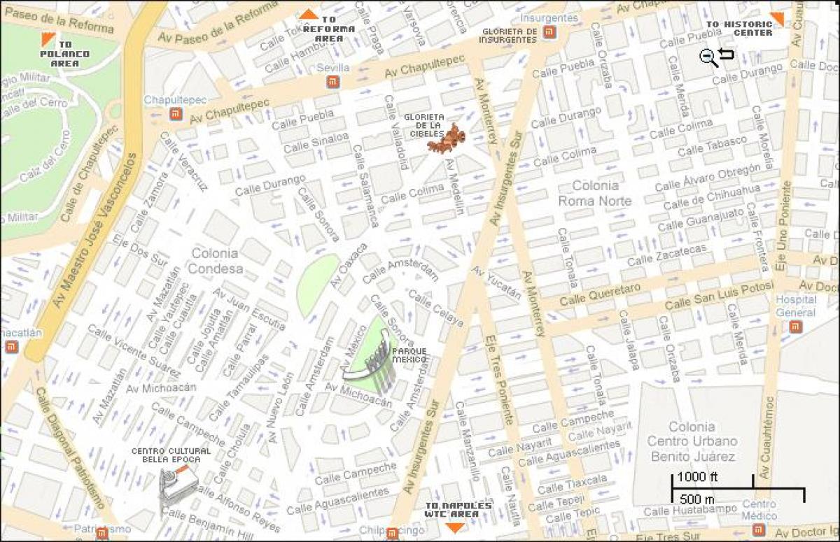 kaart van condesa in Mexico-Stad