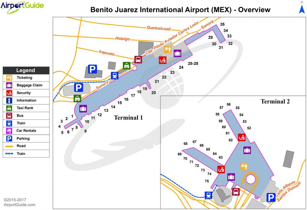 de internationale luchthaven benito juarez kaart