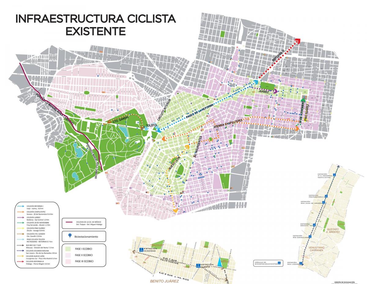 kaart van Mexico City bike