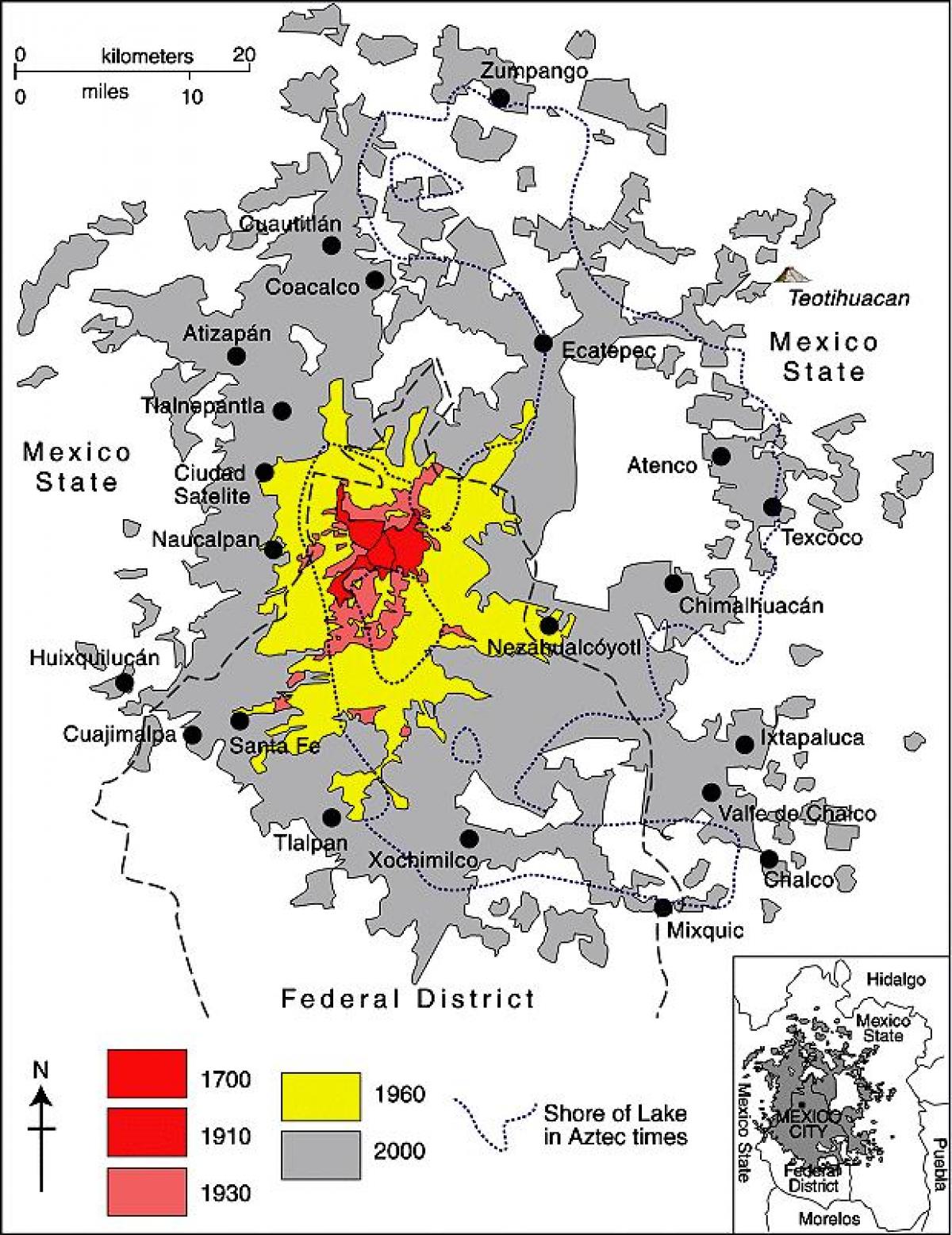 kaart van Mexico City district