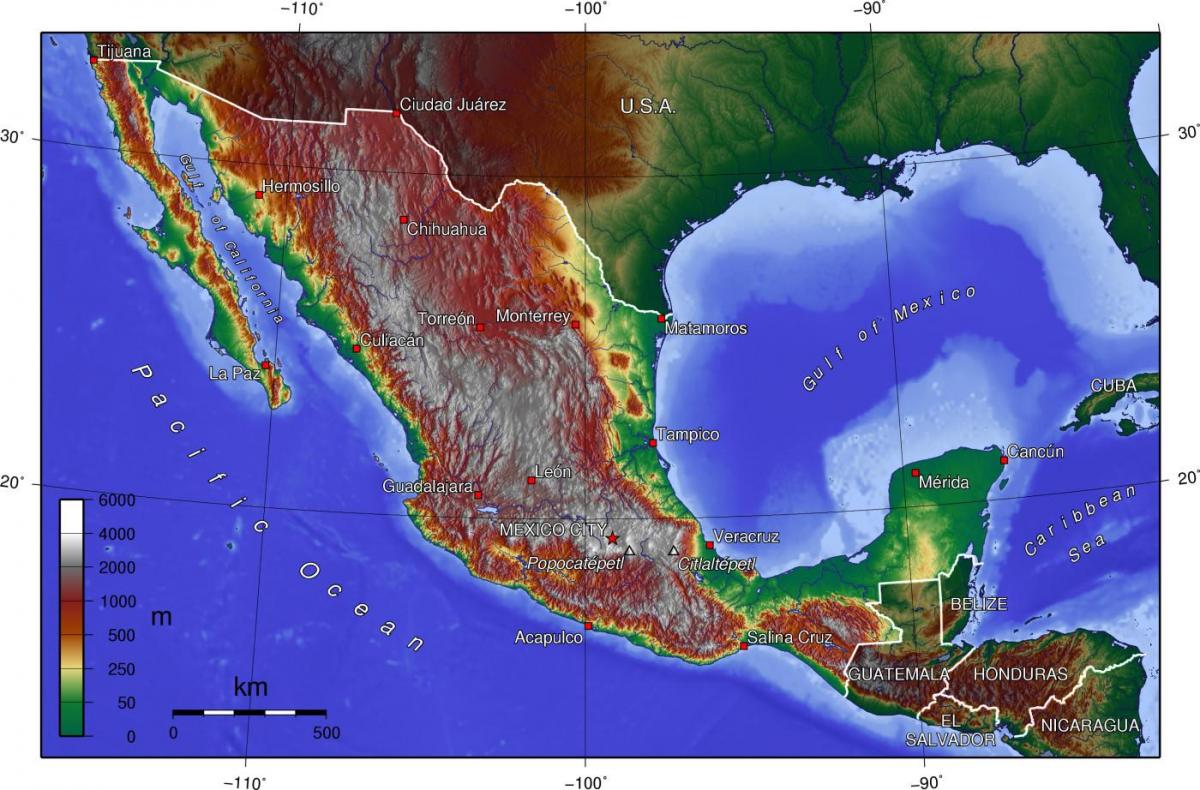 Mexico-Stad-topografische kaart