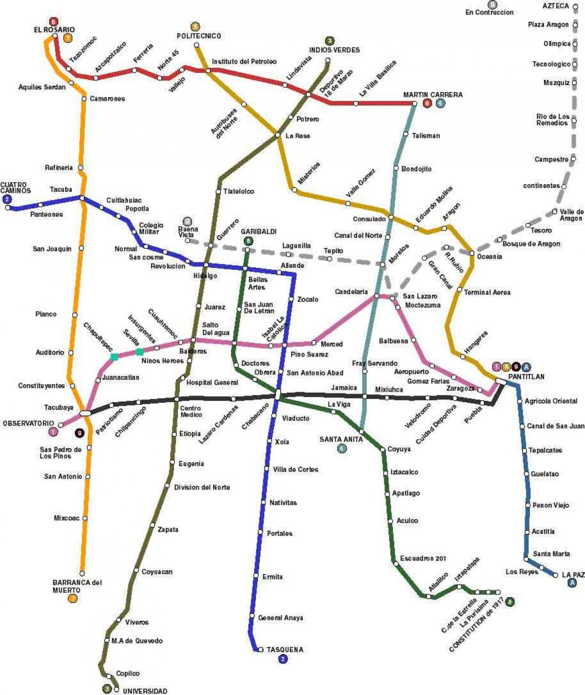 kaart van Mexico-Stad met de bus 