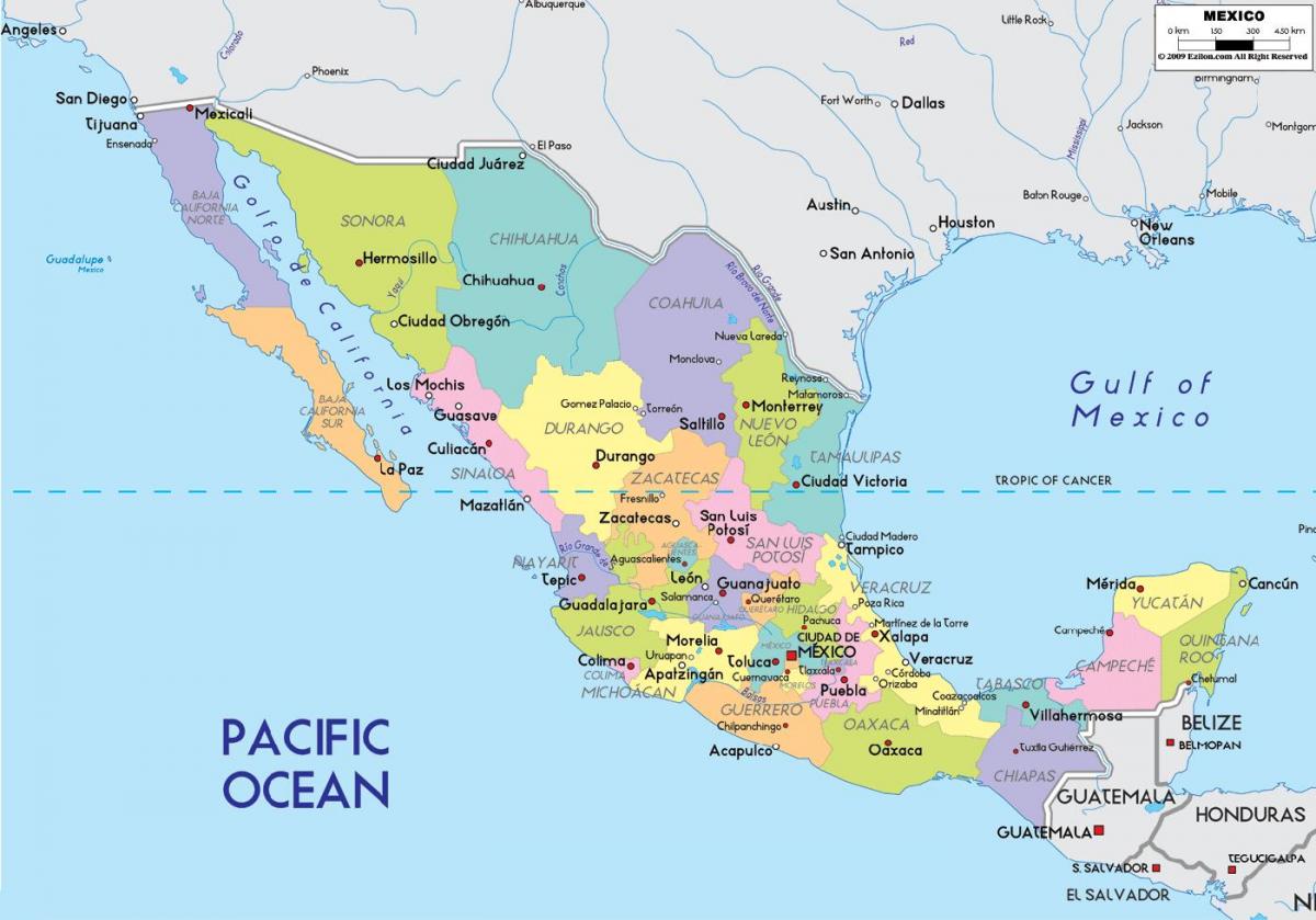 kaart van Mexico City staat