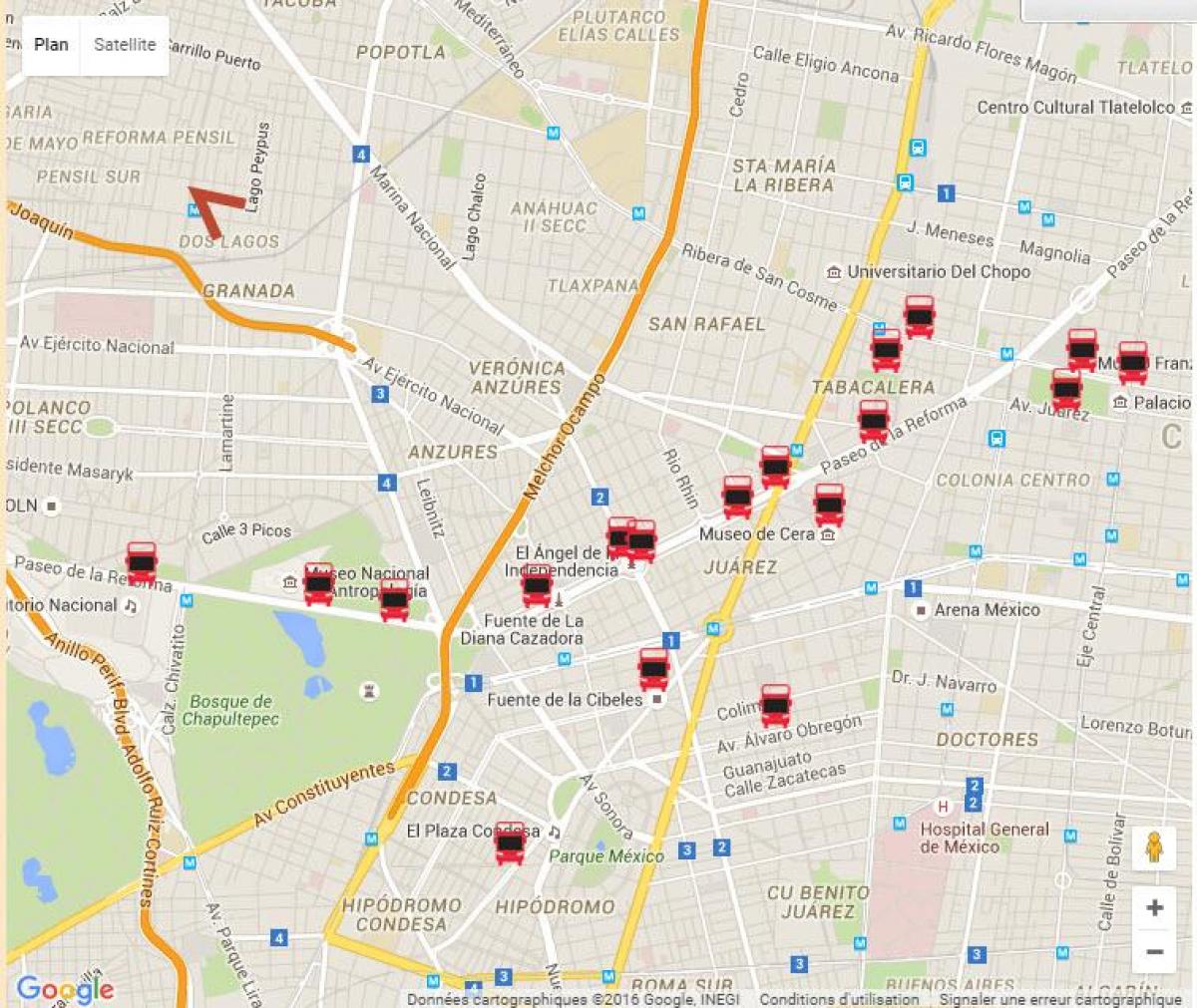 turibus Mexico City route kaart