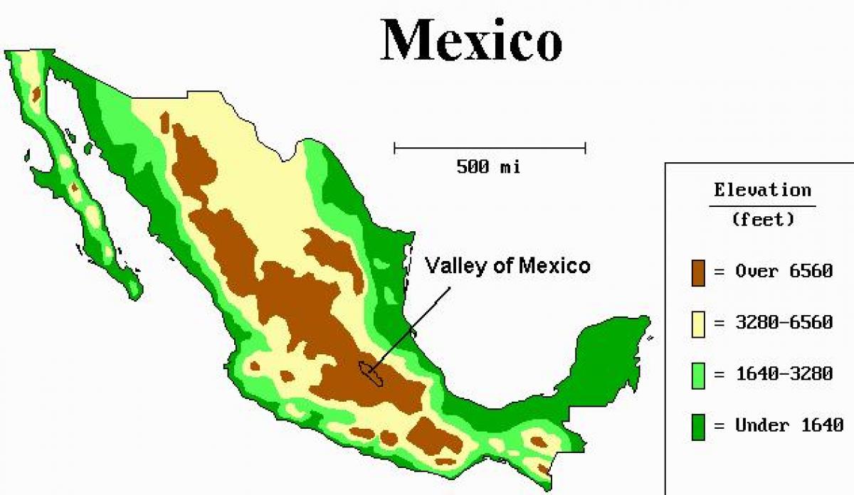 kaart van de vallei van Mexico
