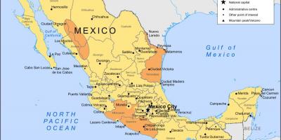 Kaart van Mexico-Stad en de omliggende gebieden