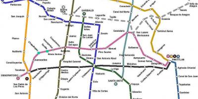 Kaart van Mexico-Stad met de bus 