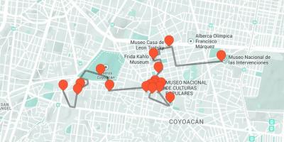 Kaart van Mexico City wandeltour